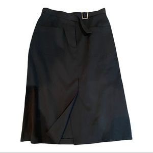 Black Lafayette 148 Skirt with 2 pockets on front and slit up front.  24” long